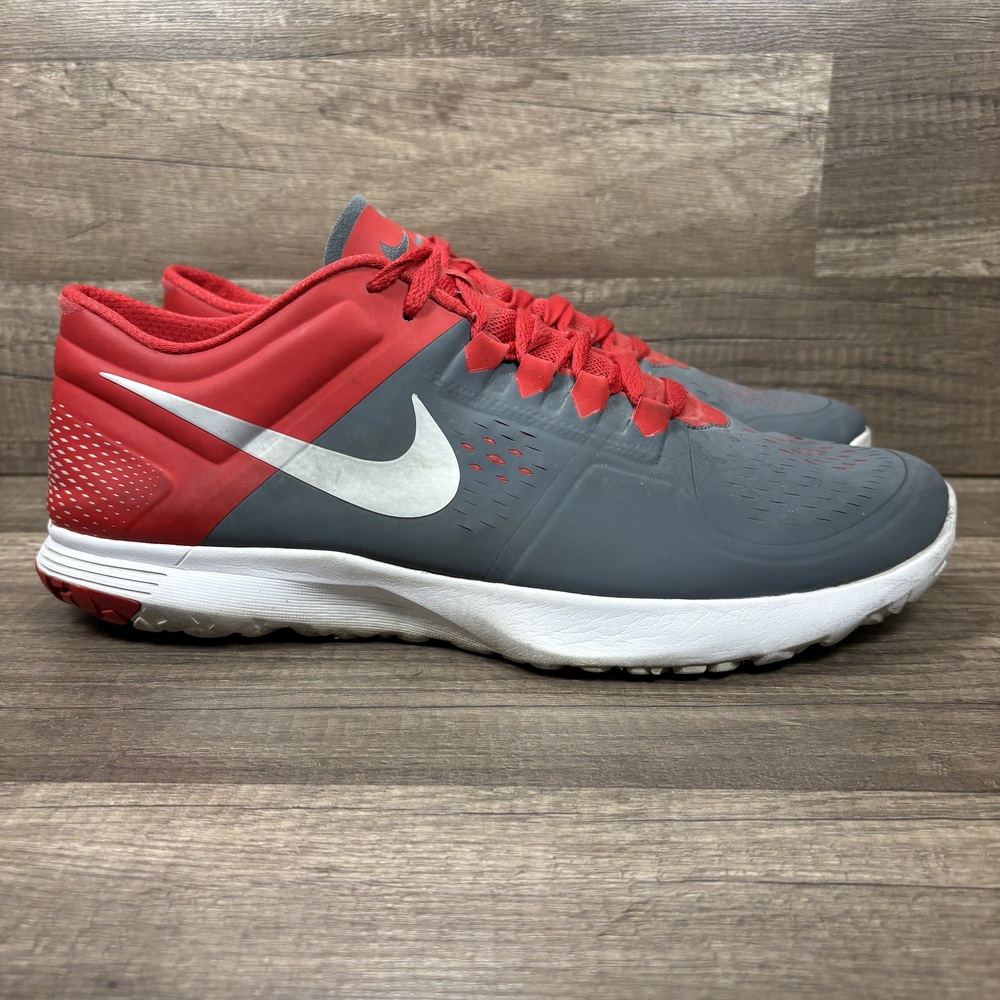 Nike FS Lite Trainer Gray Red Mens US Size 13 EUR 47.5 615972-400 Running Shoes